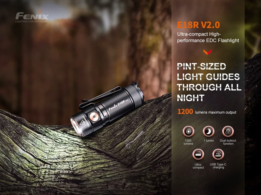 Fenix E18R V2.0 Ultra-Compact High-Performance Edc Flashlight