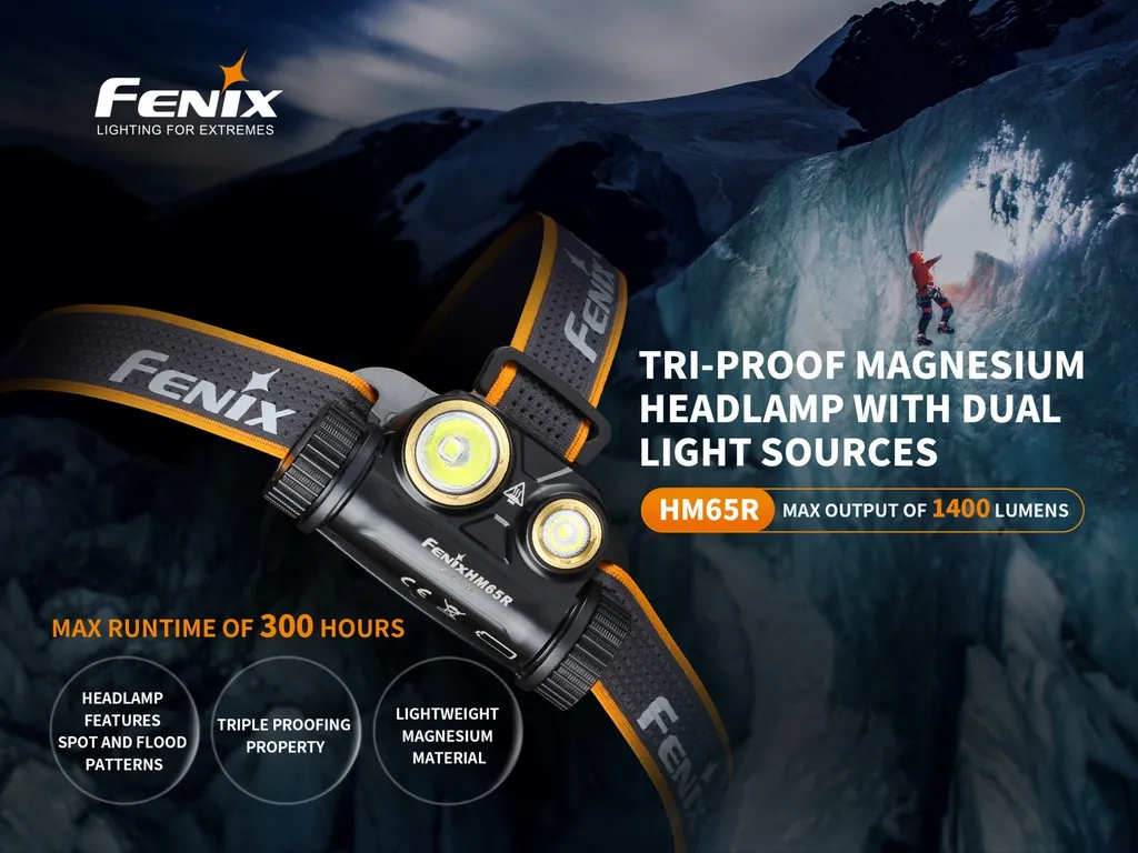Fenix HM65R Dual Light Rechargeable Headlamp