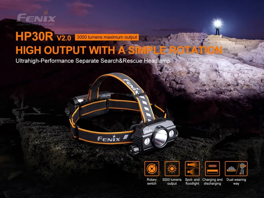 Fenix HP30R V2.0 Ultrahigh-Performance Separate Search And Rescue Headlamp