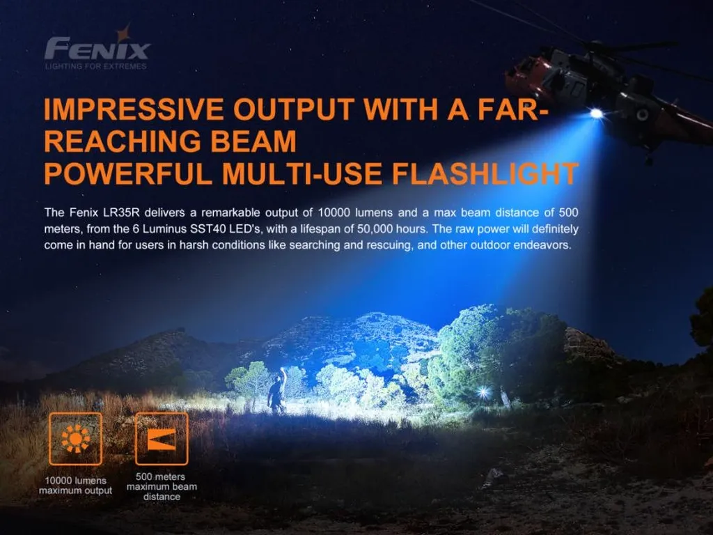 Fenix LR35R Super Bright Rechargeable Flashlight - view 2