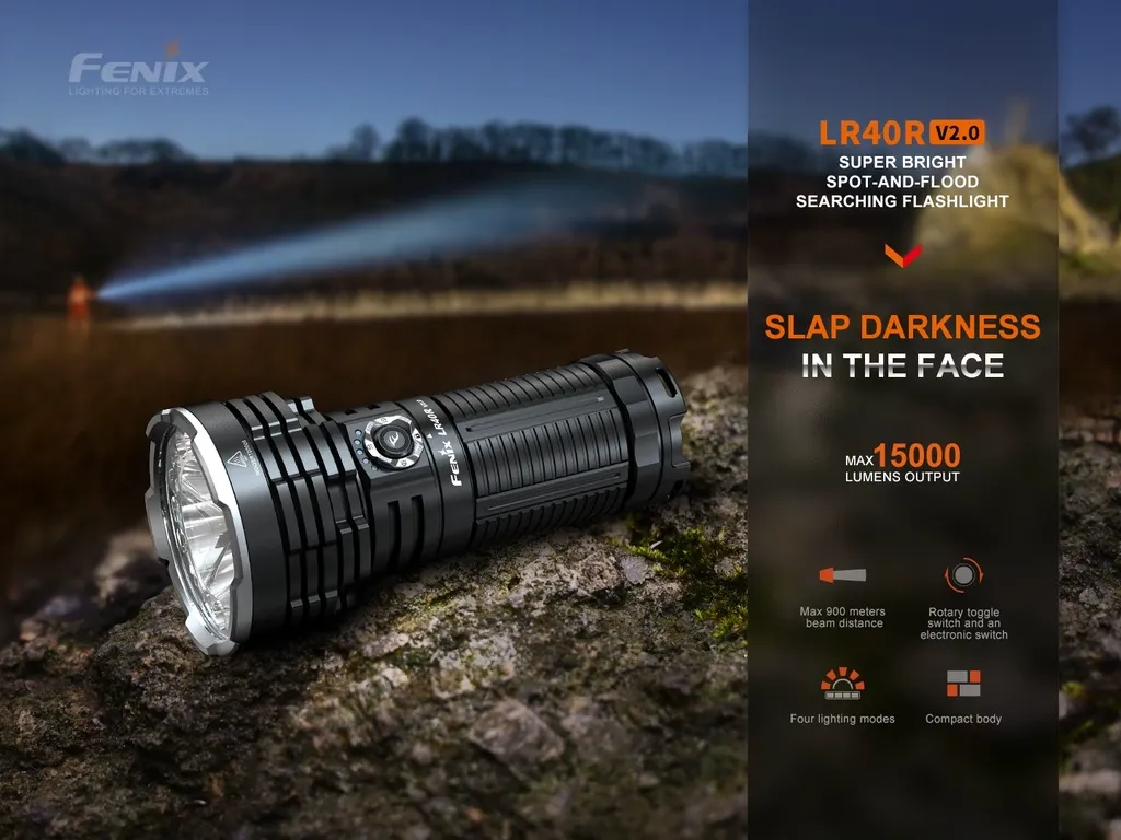 Fenix LR40R V2.0 High-Performance Ultra-Compact Super Bright Rechargeable Flashlight