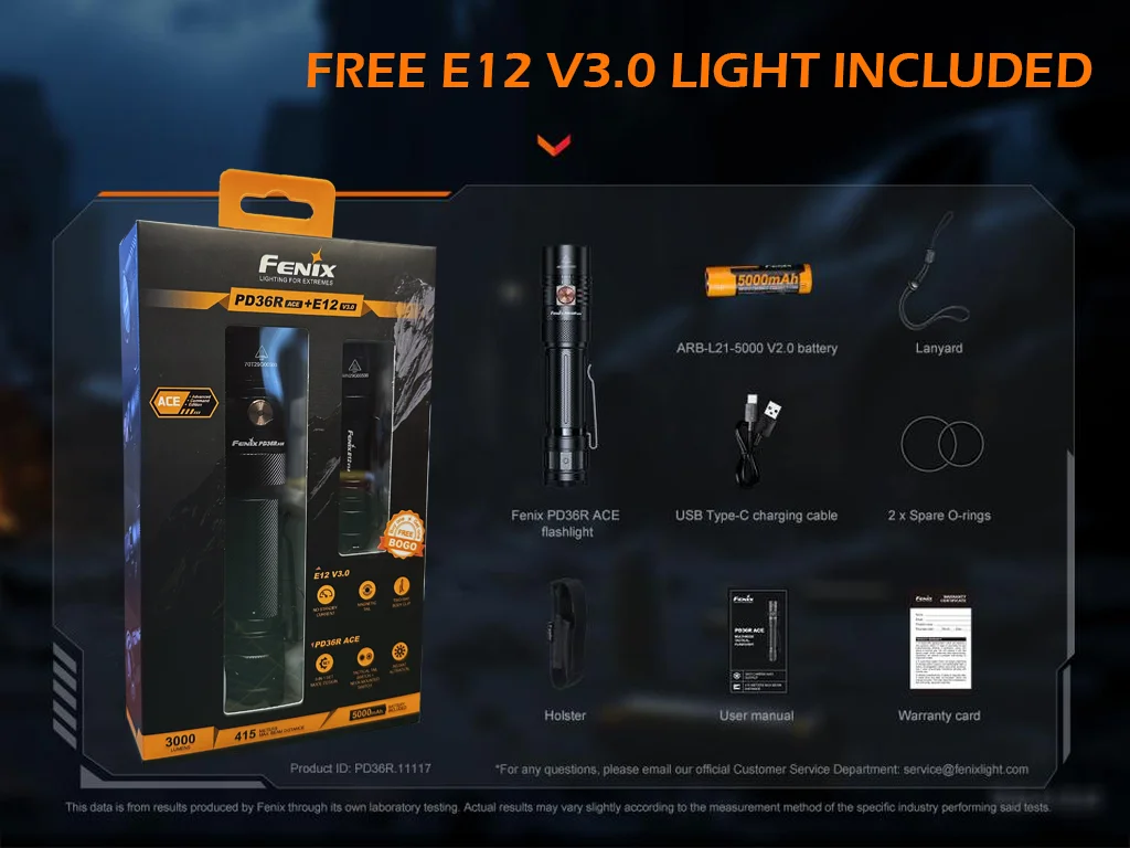 Fenix PD36R ACE Multi-Mode Tactical Flashlight + E12 V3.0 EDC Flashlight — view 15