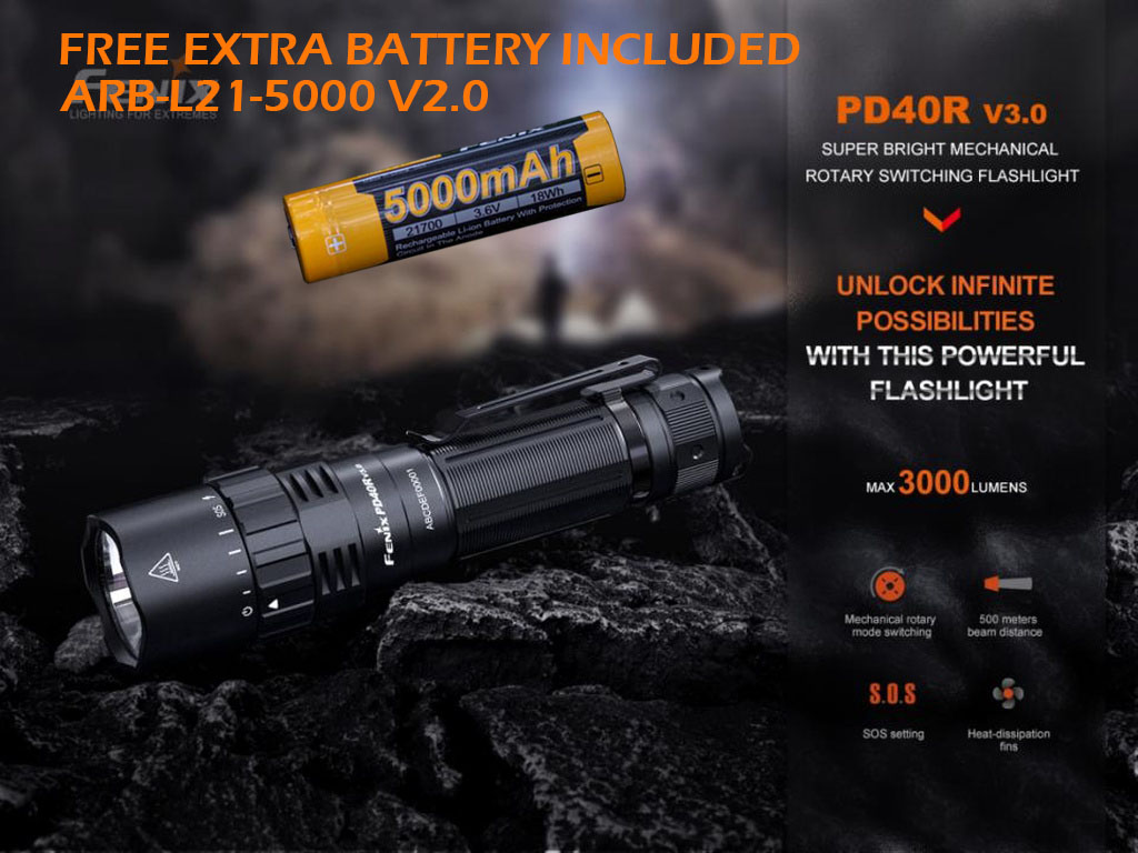 Fenix PD40R V3.0 Super Bright Mechanical Rotary Switching Flashlight