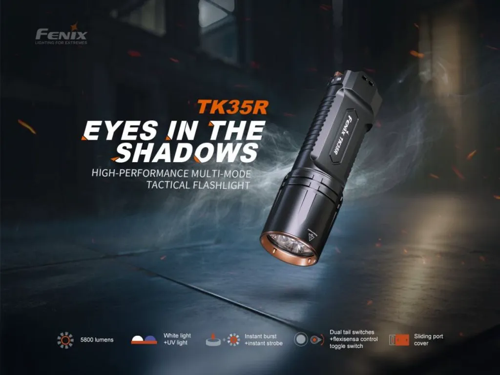 Fenix TK35R High-Performance Multi-Mode Rechargeable Tactical Flashlight with UV Light