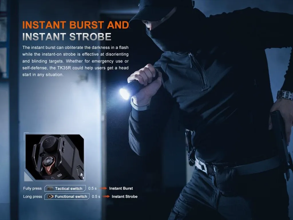 Fenix TK35R High-Performance Multi-Mode Rechargeable Tactical Flashlight with UV Light - view 4