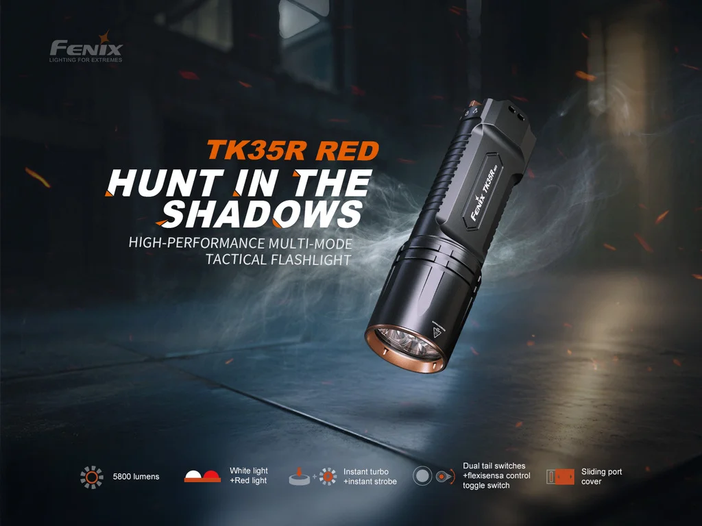 Fenix TK35R RED High-Performance Multi-Mode Rechargeable Tactical Flashlight with Red Light