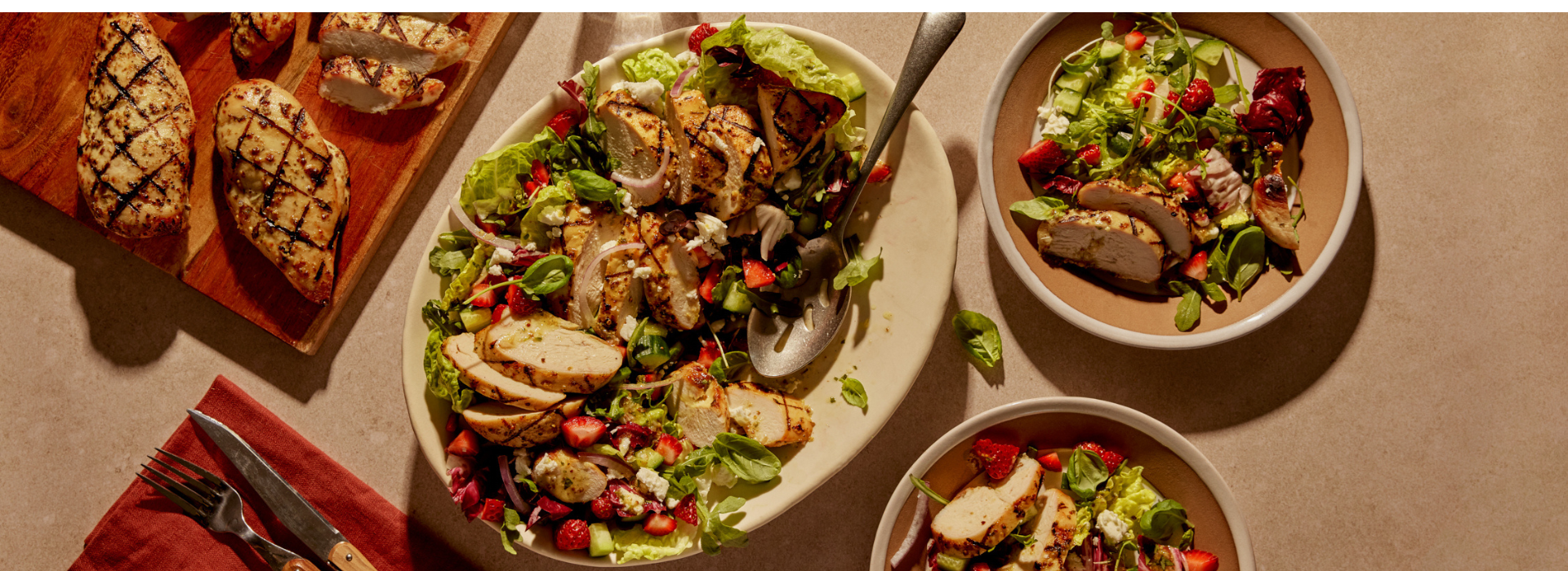 Recette salade estivale friases et poulet dijon