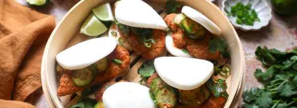 Chicken Bao & Wings with Spicy Sauce