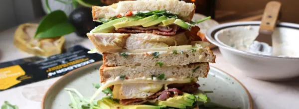 Grilled Chicken Sandwich with Bacon, Avocado and Sun-Dried Tomato Mayo