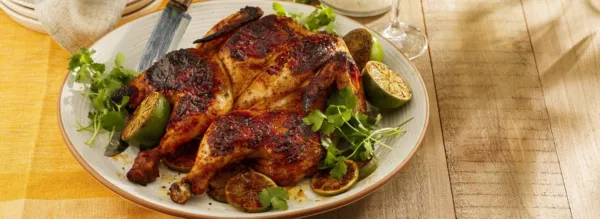 Peruvian-Style Spatchcock Chili Chicken with Lime Cream Sauce