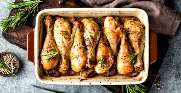 PEAR AND ROSEMARY BALSAMIC BRAISED CHICKEN DRUMSTICKS