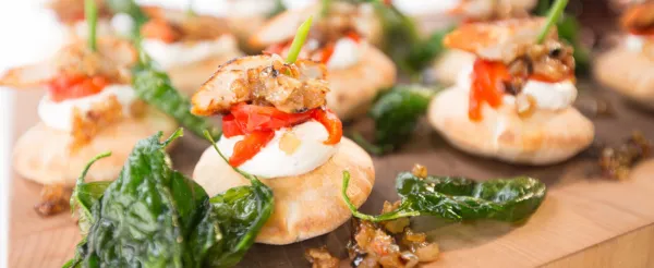 GRILLED CHICKEN NAAN ROLLS, CHEESE AND ROASTED PEPPERS