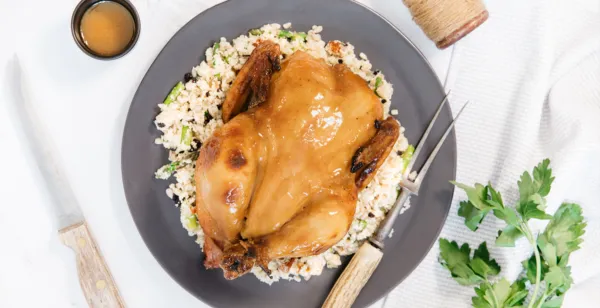 Maple glazed chicken with cauliflower rice