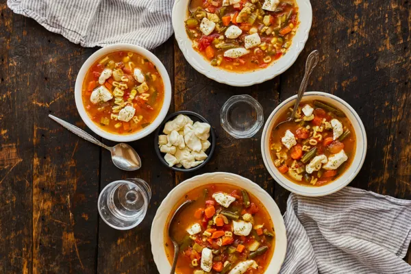 Chicken & Vegetable Soup with Cheese Curds