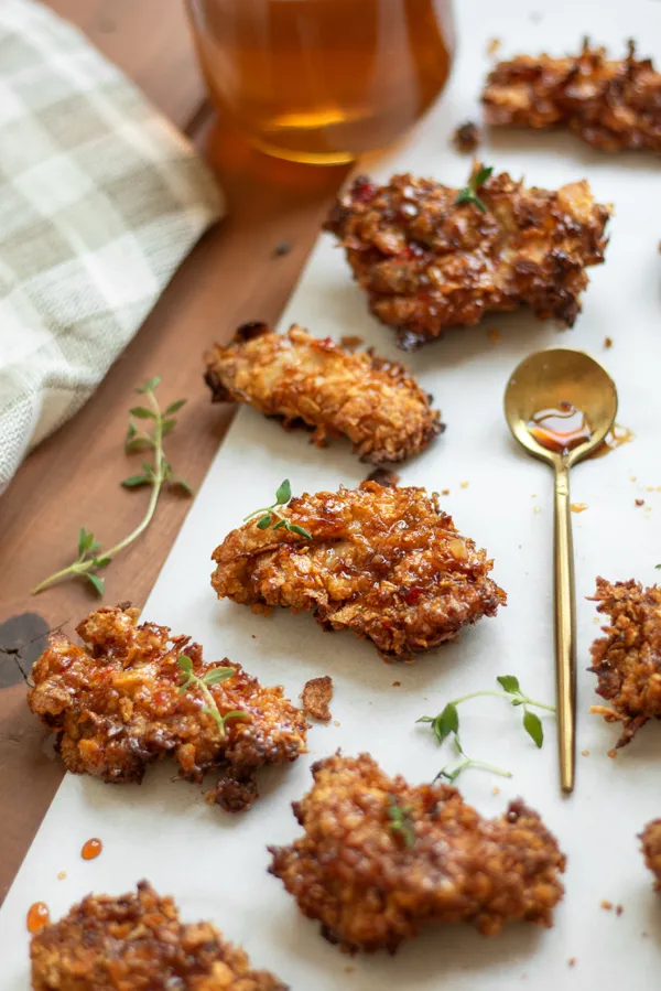 Air fryer crispy honey and garlic thighs