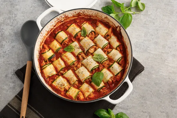 Roulés de courgettes au poulet