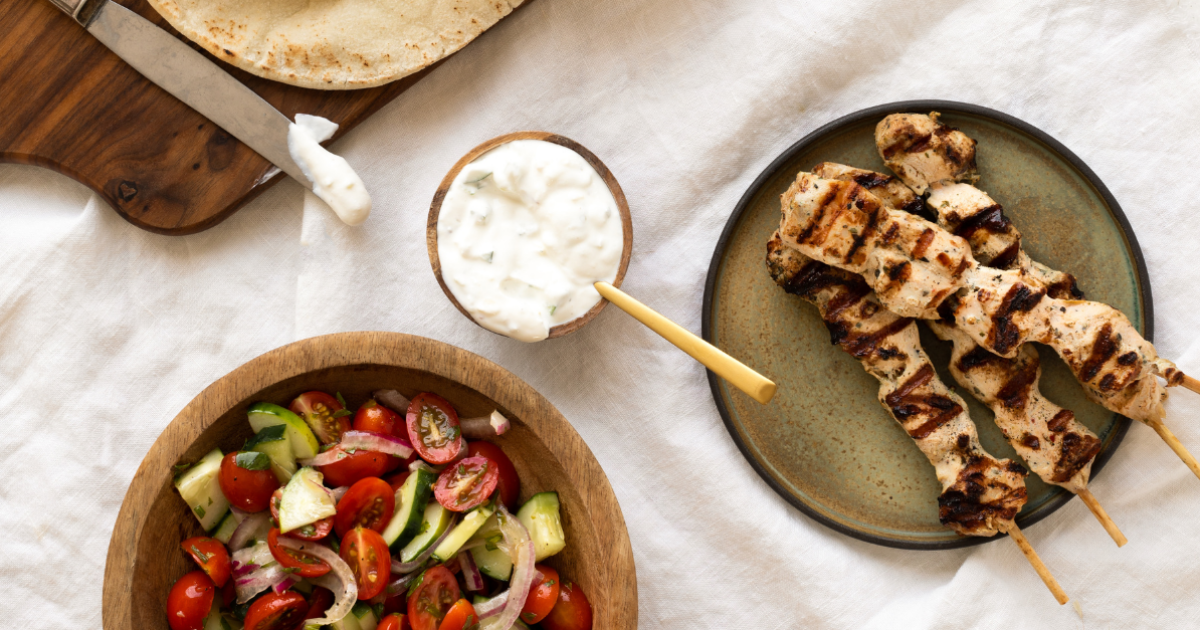 Greek Chicken Skewers with Tzatziki | Exceldor