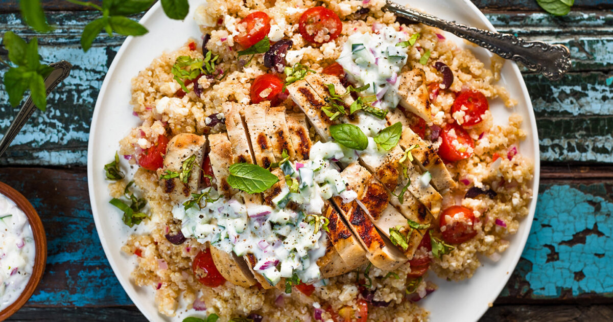 Salade tiède de quinoa au poulet façon shish taouk | Exceldor