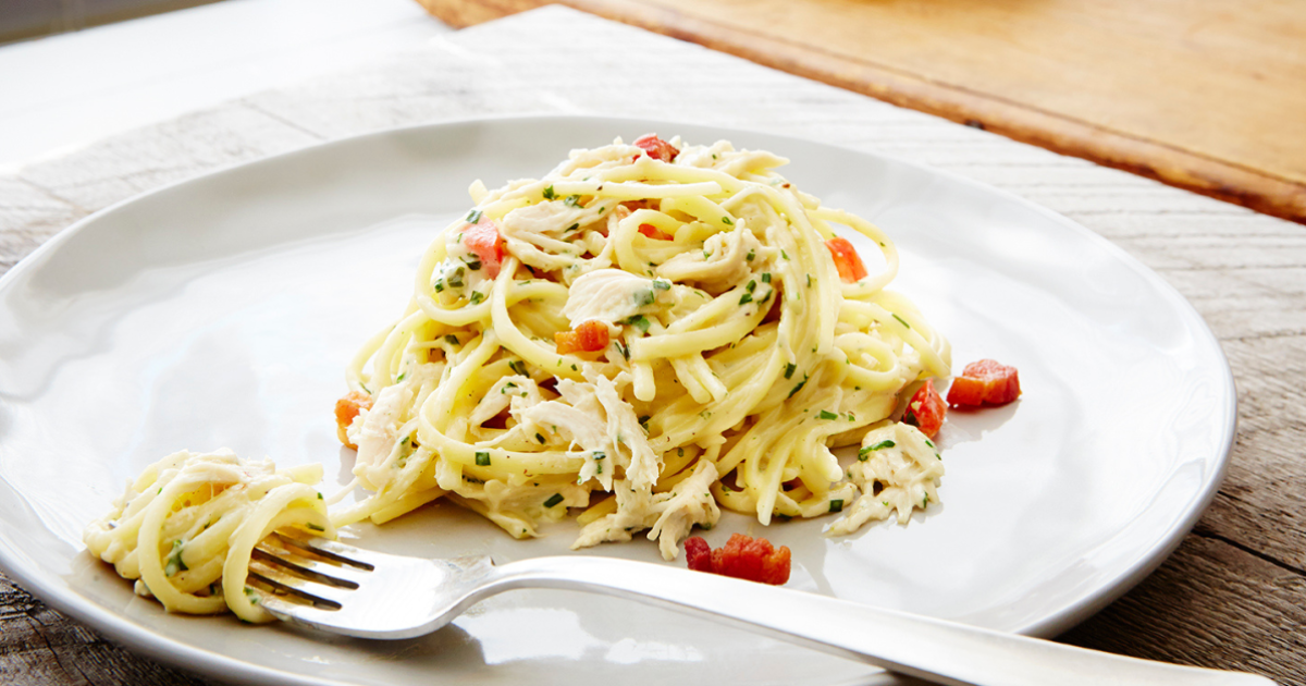 Pasta with turkey bacon and Oka cheese | Exceldor