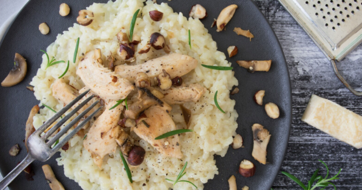 Creamy chicken mushroom risotto recipe | Exceldor