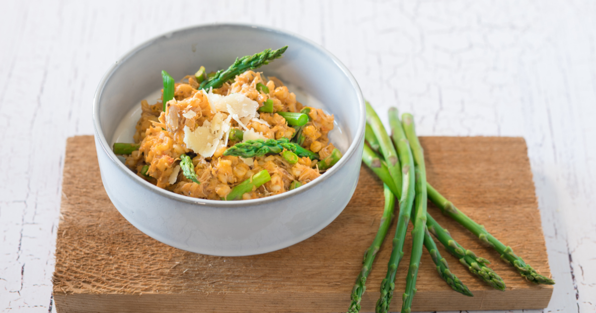 Barley risotto with chicken and asparagus | Exceldor
