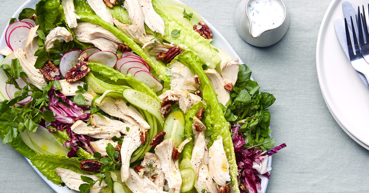 Watercress, Green Apple, and Chicken Salad with Fresh Goat… | Exceldor