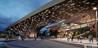 نصب فیکسچر بزرگ نورپردازی در مرکز شهر کلگری