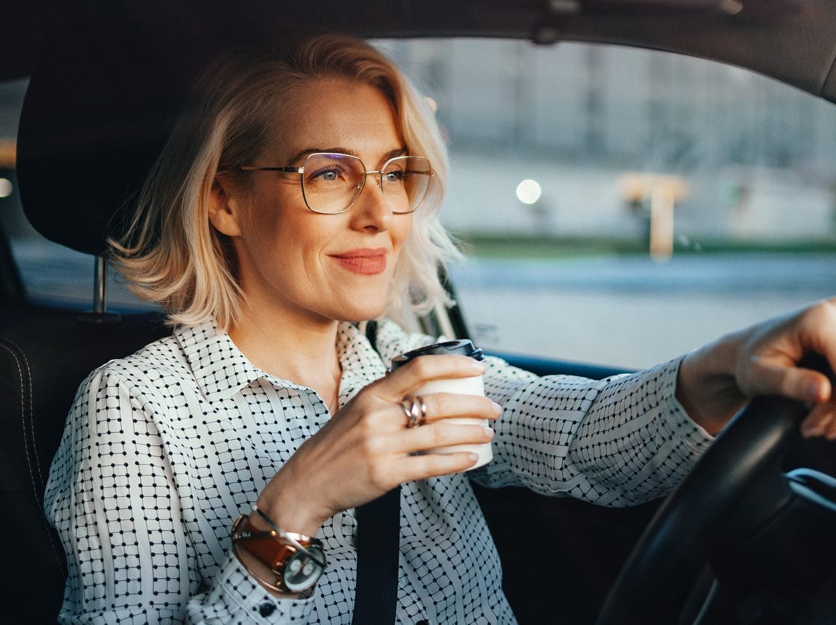 Woman driving a car