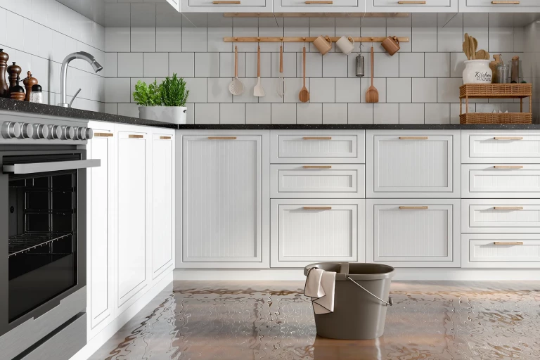Water damage in kitchen