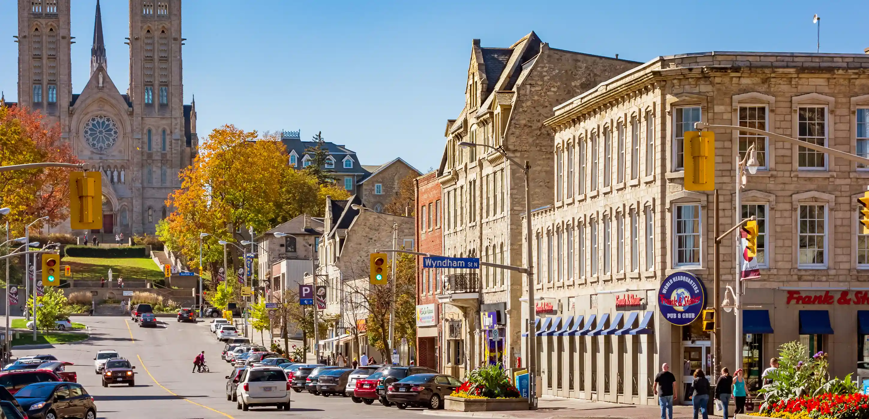Streets and buildings in Guelph Ontario