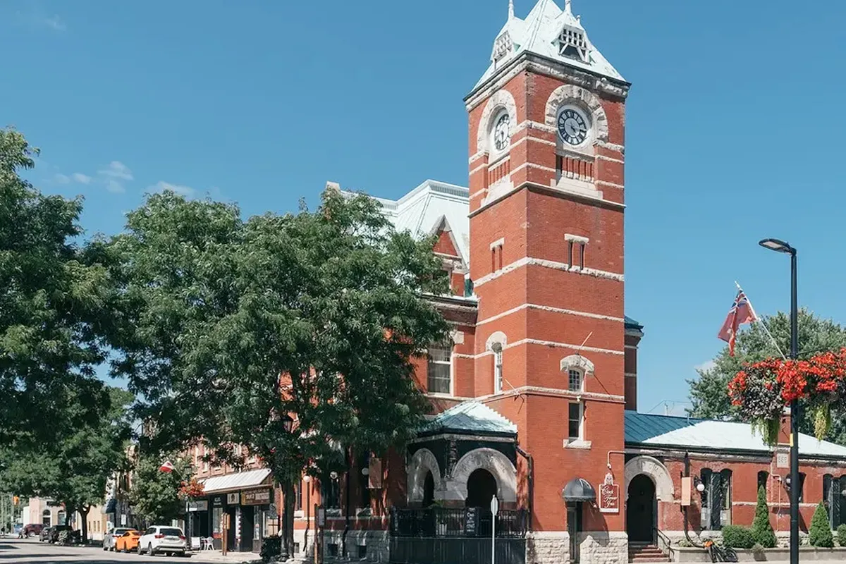 A clock tower in Strathroy Ontario