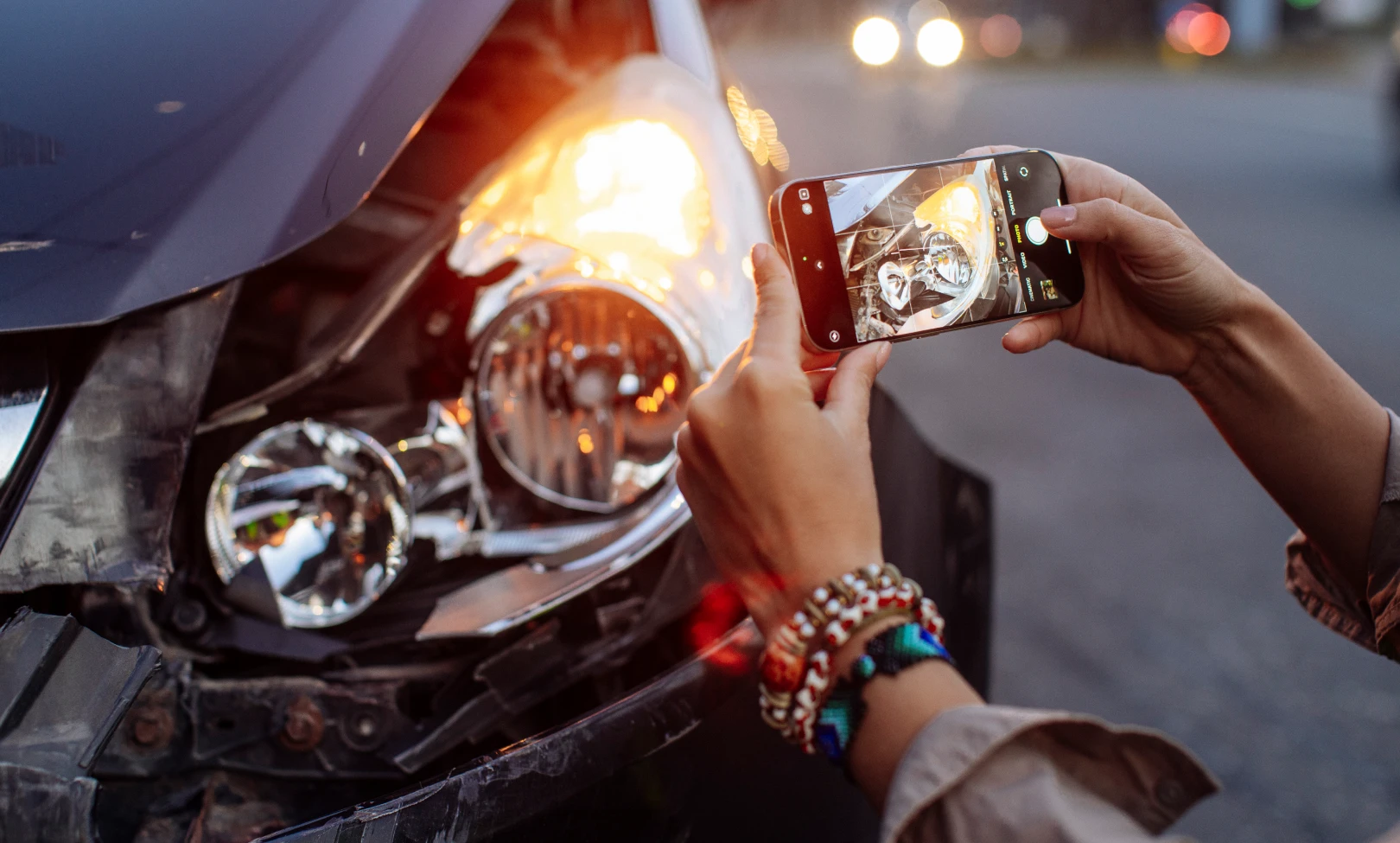 Taking photo of car damage