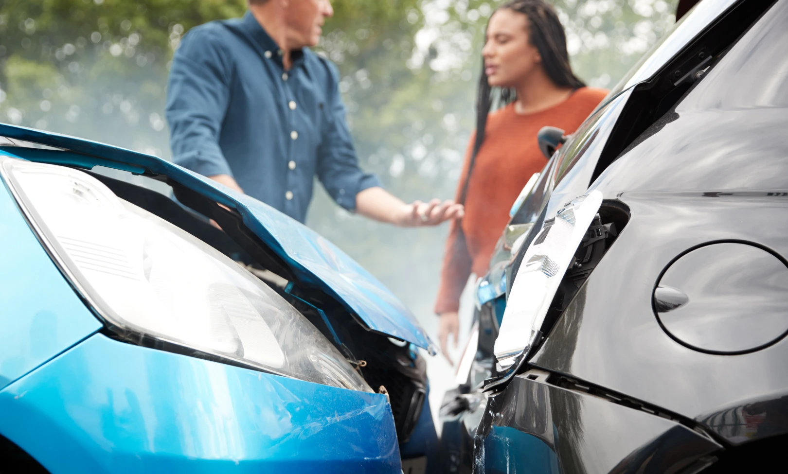 Two vehicles in a collision