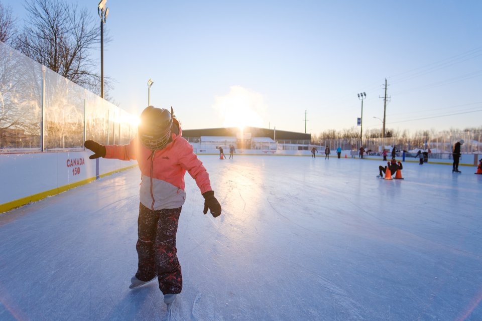 skating at the outdoor rink