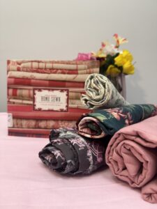 DIY gift idea - sewing basket with material and sewing book
