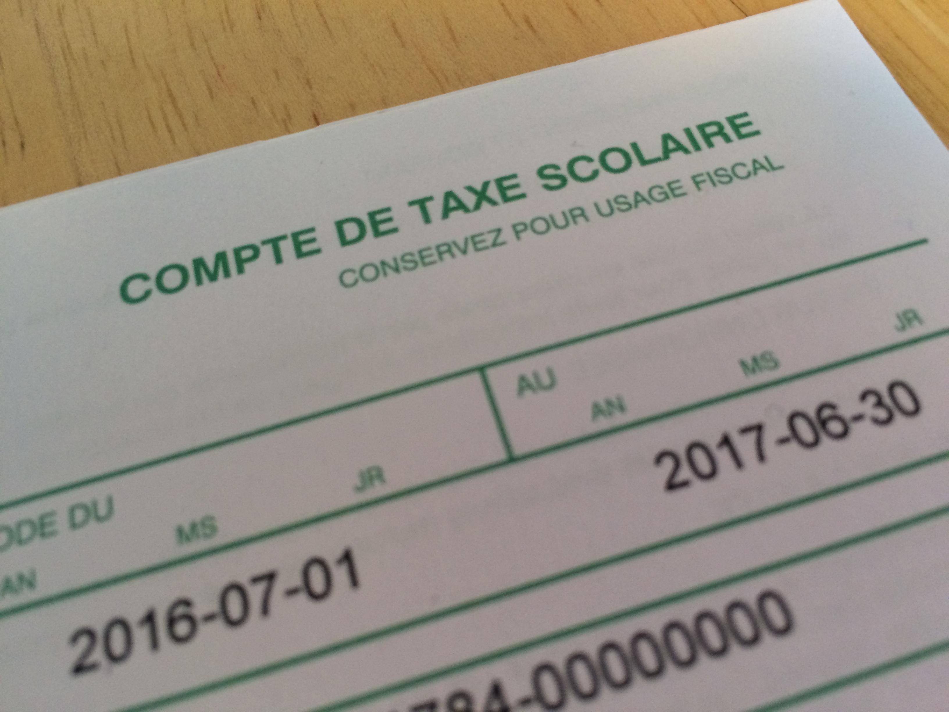 Baisse de la taxe scolaire