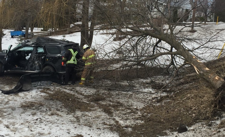 Un véhicule perd le contrôle sur le rang Saint-Pierre Sud à Saint-Constant