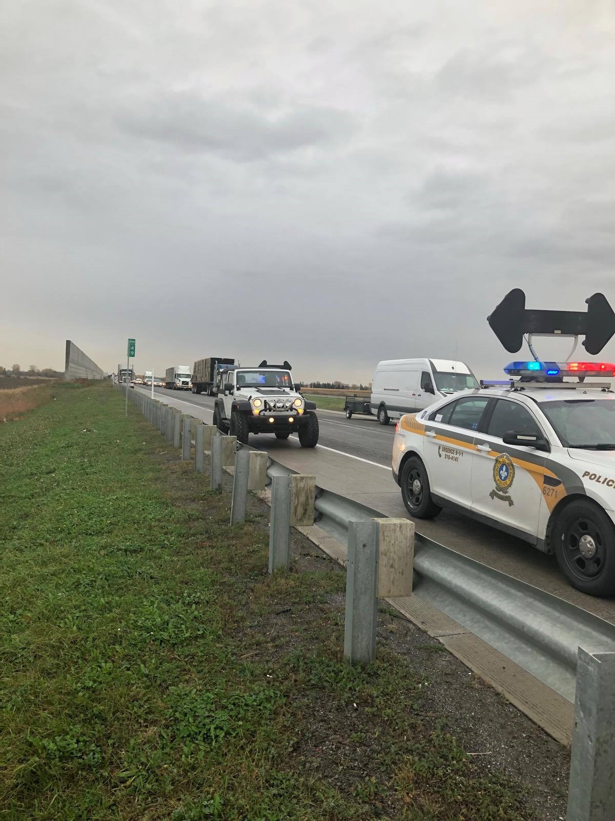 Accident avec quatre véhicules sur l’autoroute 30 à Saint-Constant