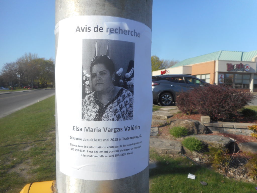 Disparition d’Elsa Maria Vargas Valerin: la police établit un poste de commandement à Châteauguay
