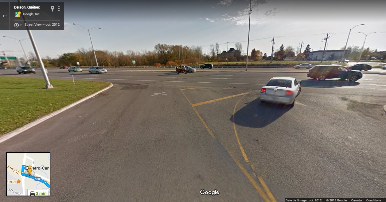 En sens inverse sur la route 132 à Delson