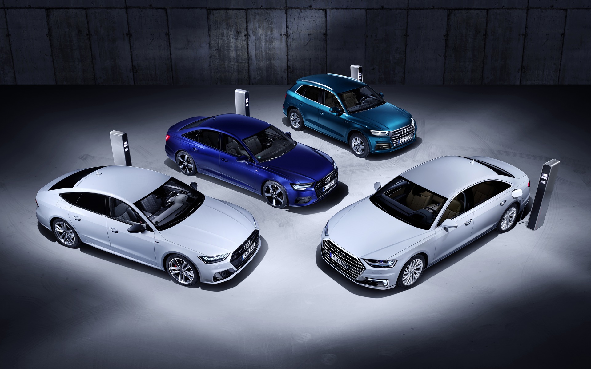 Les Audi A6, A7, A8 et Q5 se dotent de motorisations hybrides rechargeables