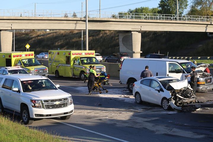 Accident impliquant trois véhicules sur la route 132