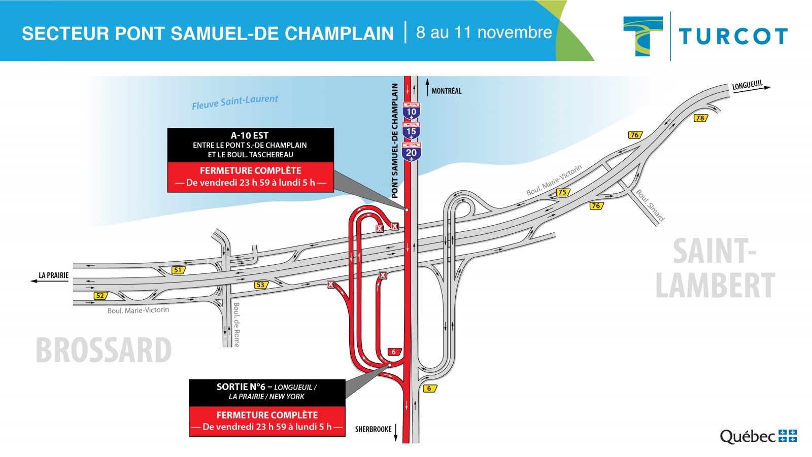Fermetures majeures dans le corridor de l’autoroute 15 en fin de semaine