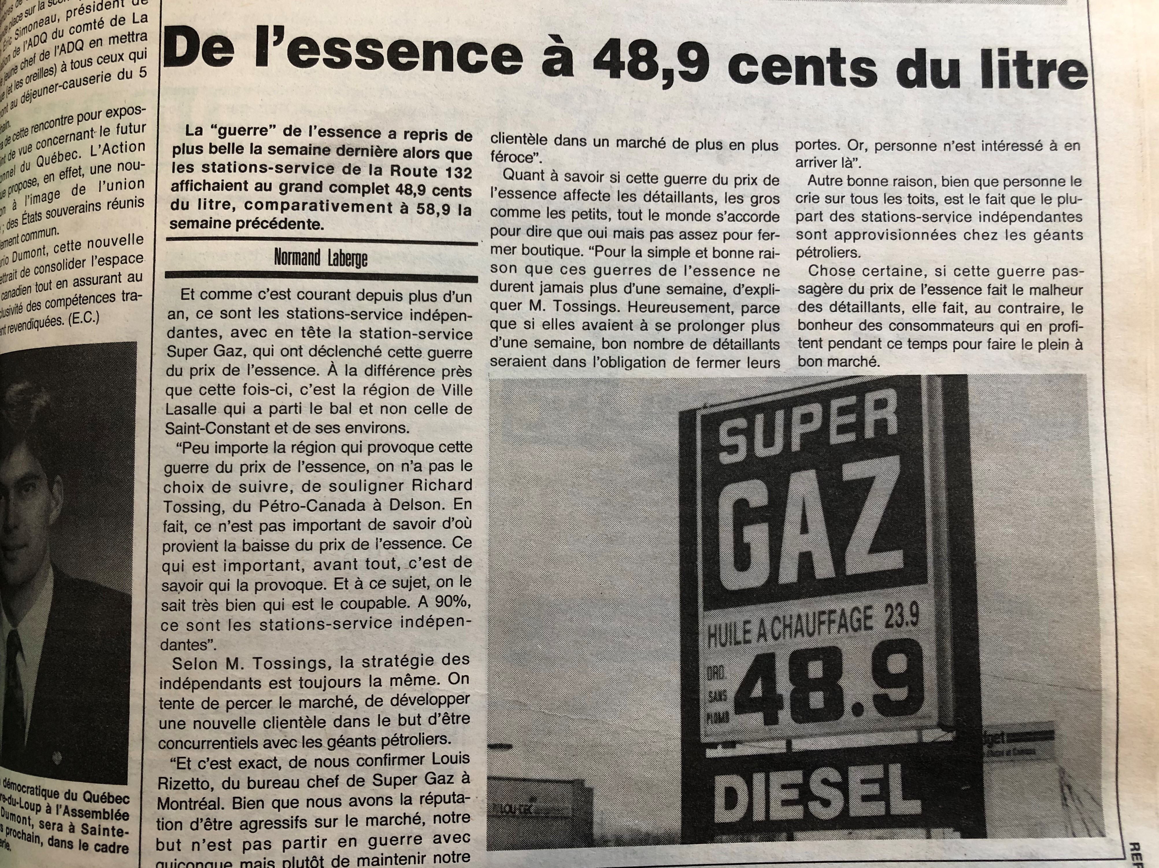 Samedis nostalgie – La guerre du prix de l&rsquo;essence… en 1995