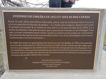 Une plaque rappelle des épidémies du passé à Saint-Constant