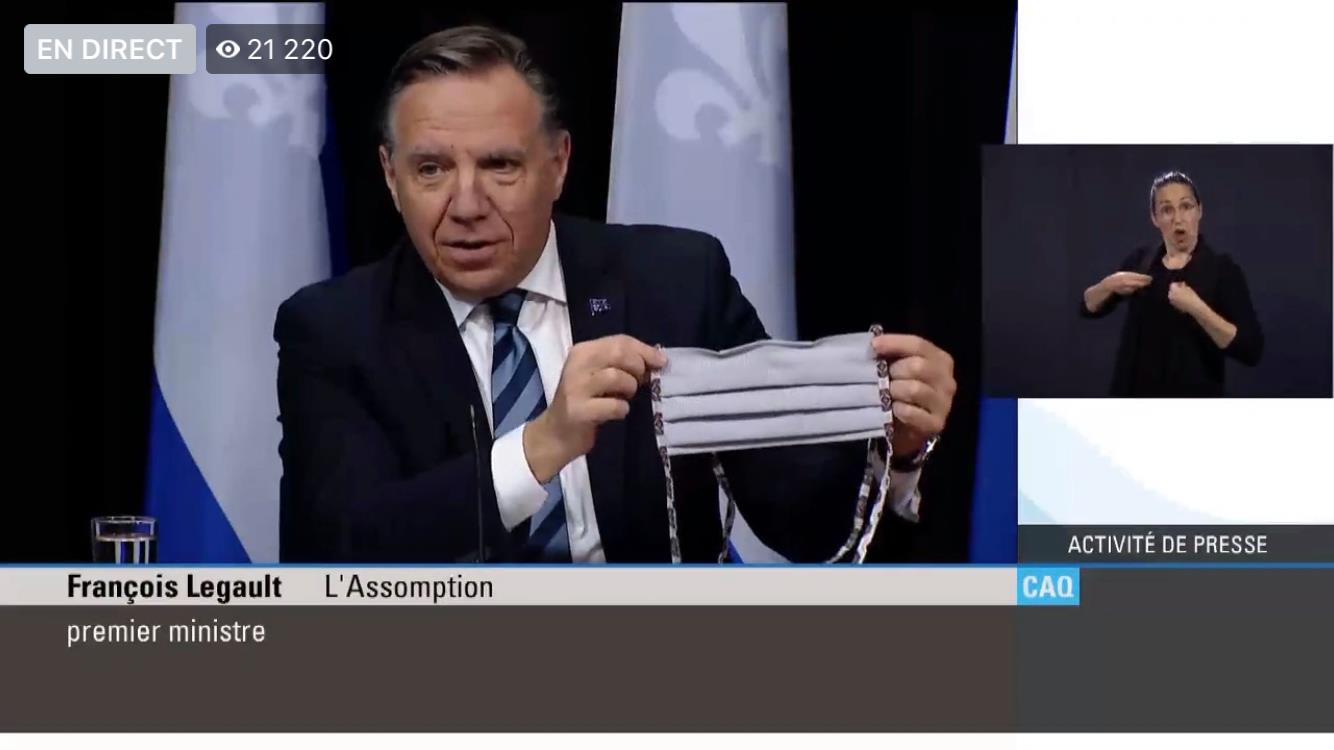 François Legault recommande fortement le masque