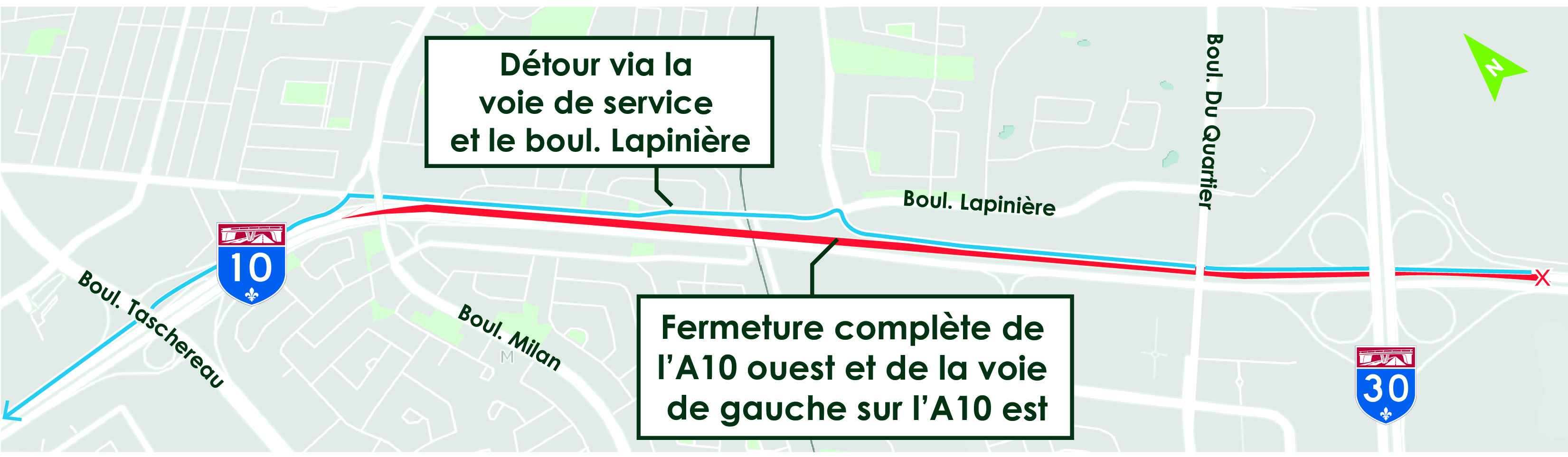 Fermeture complète d&rsquo;une portion de l&rsquo;A-10 Ouest