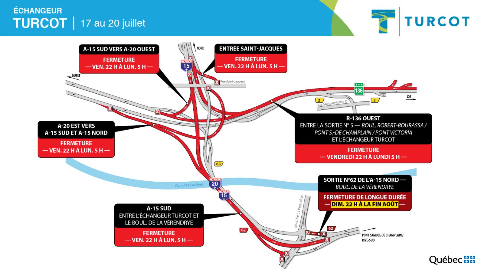 Entraves majeures dans le secteur de l’échangeur Turcot