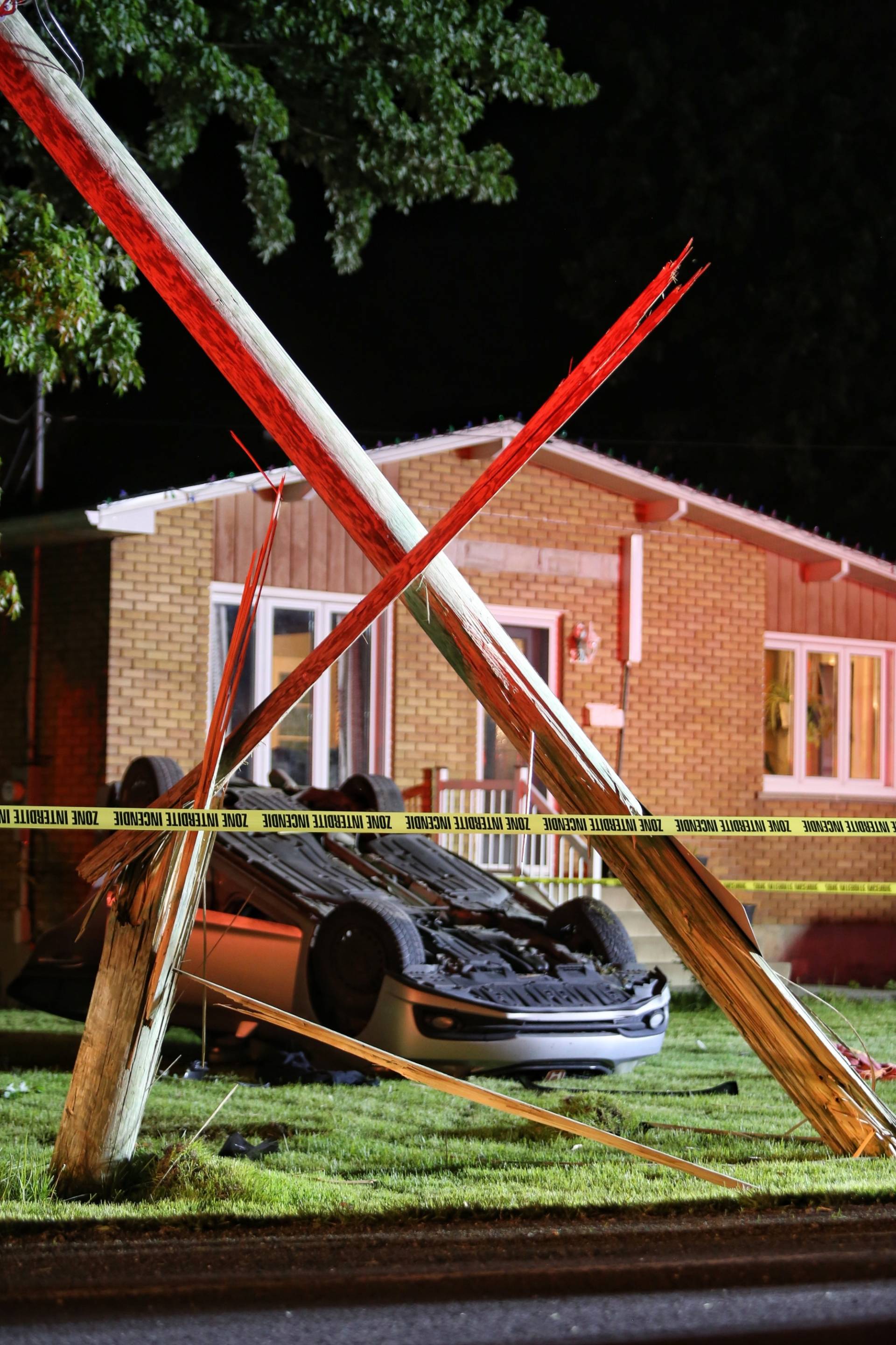 Capotage à haute vitesse à Saint-Constant