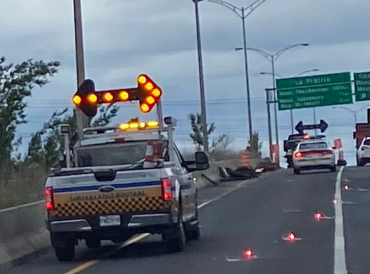 Zone de travaux chambardée par un accident à Candiac